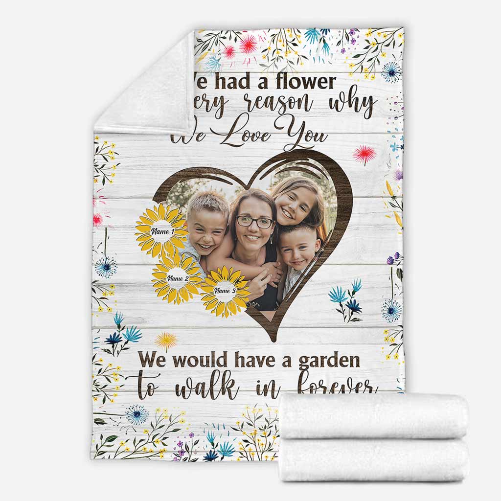 Family If We Had A Flower Custom Photo Flannel Blanket For Cozy Bedroom Sofa Decor
