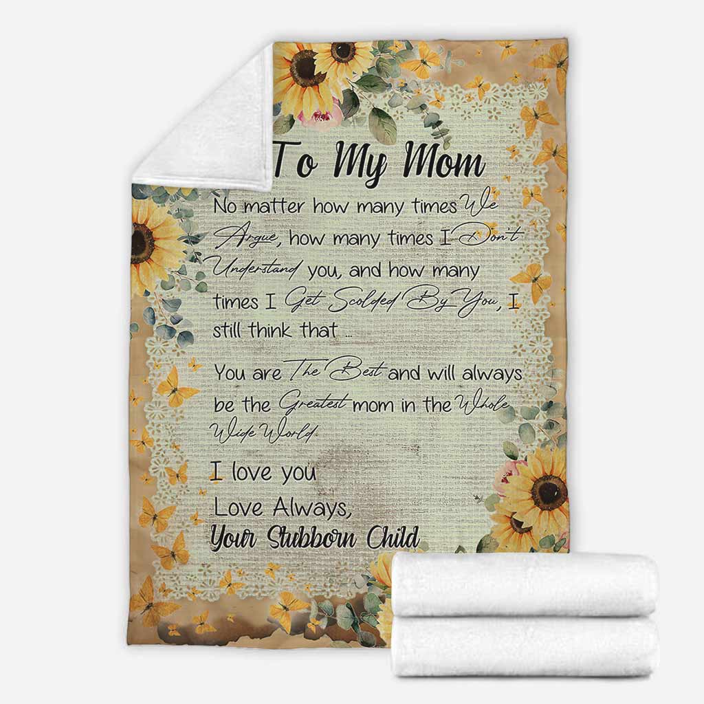 Sunflower My Mom I Love You Flannel Blanket For Cozy Bedroom Sofa Decor