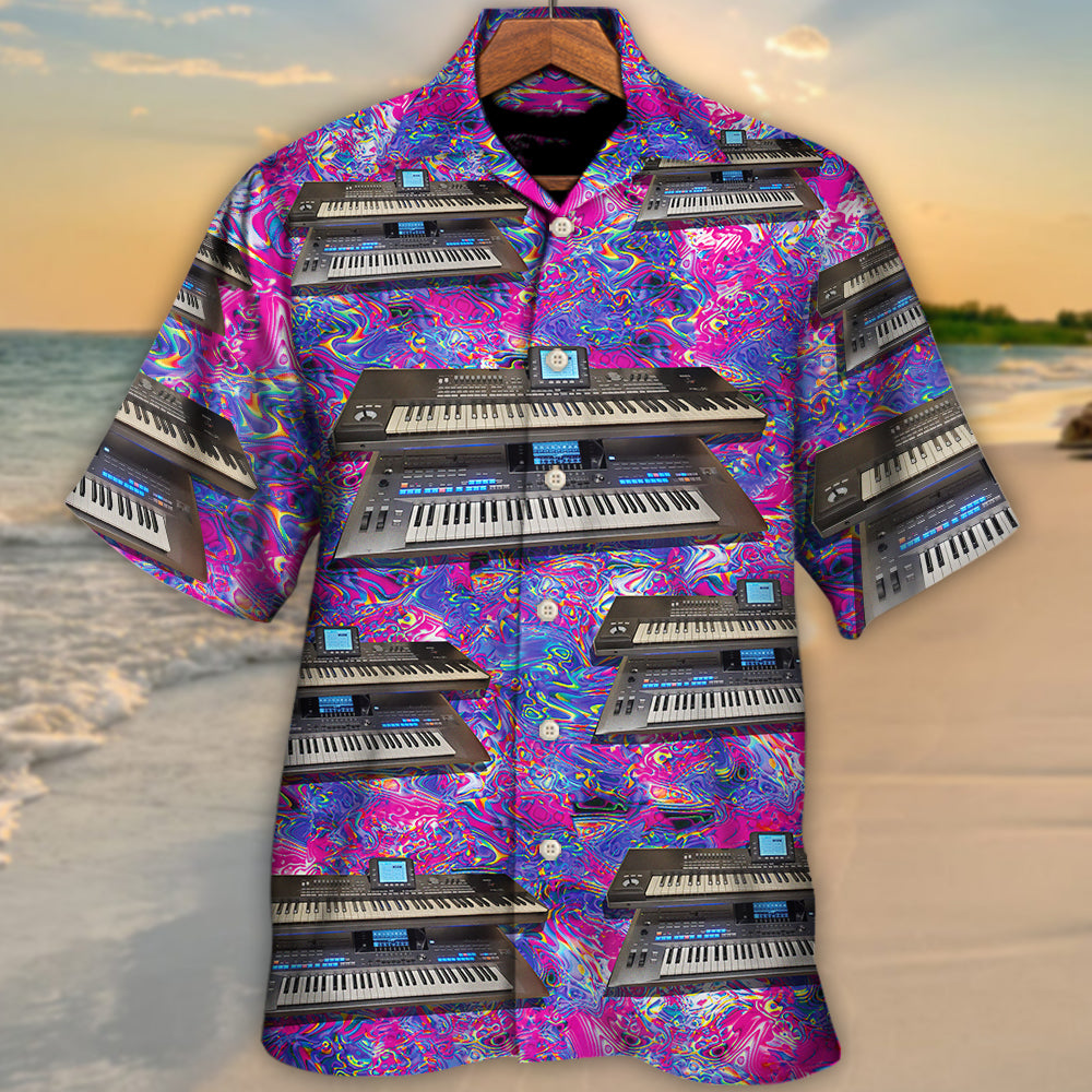 Korg Keyboards Hawaiian Shirt For Summer Vacation, Beach Travel, And Relaxed Casual Everyday Wear