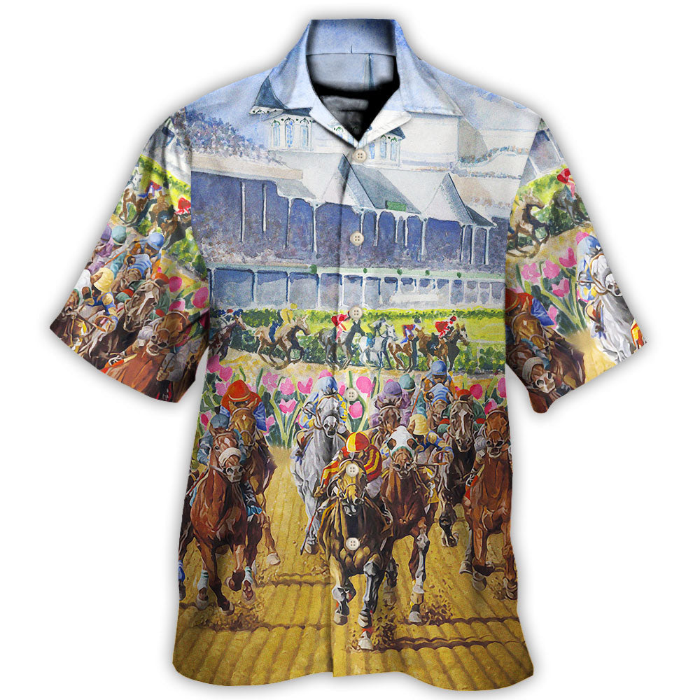 Horseback Riding Horse Hawaiian Shirt Detailed Pattern View For Tropical Vacations