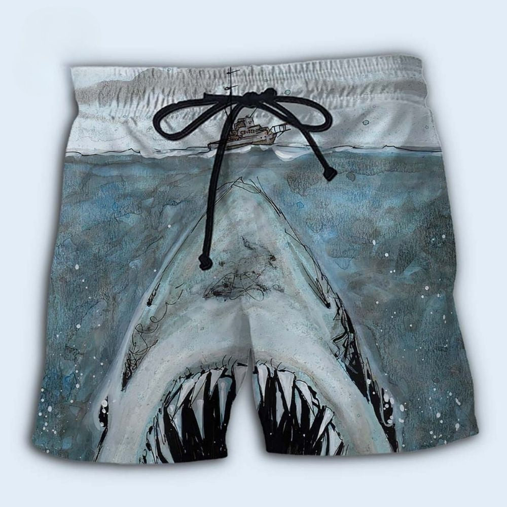Shark Kiss You Fun Quote Beach Shorts Print Detail For Thoughtful Gift Giving