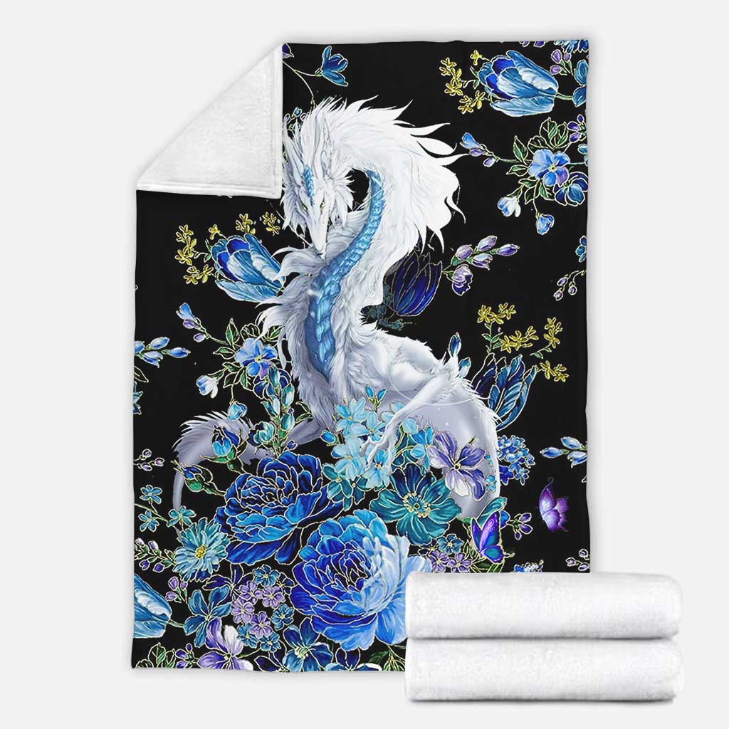 Dragon Blue And White Flannel Blanket For Cozy Bedroom Sofa Decor
