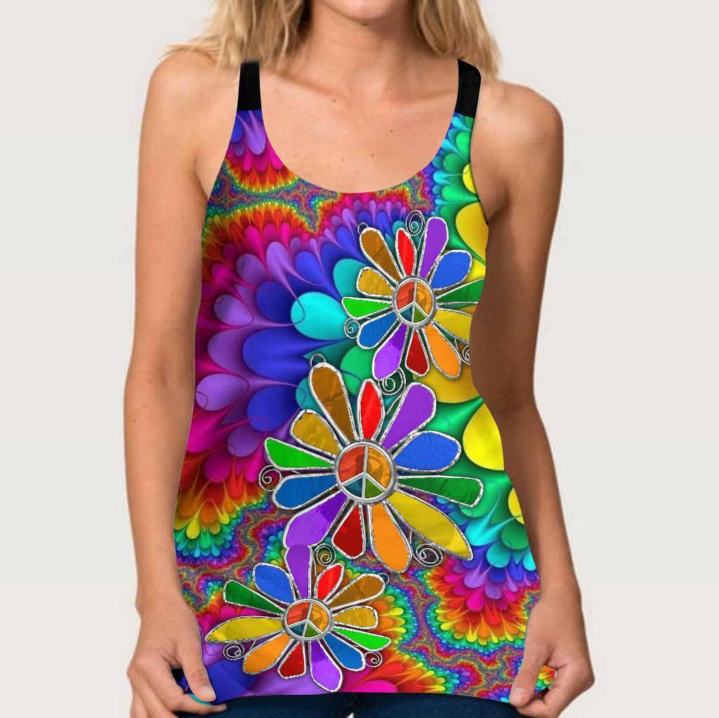 Hippie Soul Color Peaceful Hollow Tank Top For Active Days And Vacation Wear