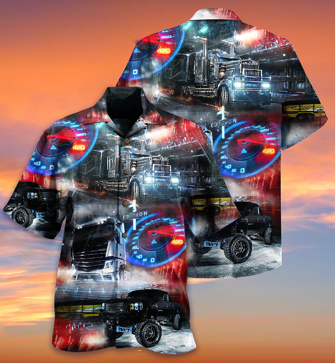 Classic Car Hawaiian Shirt With Detailed Graphic For Beach Parties Vacation Travel And Relaxed Casual Style