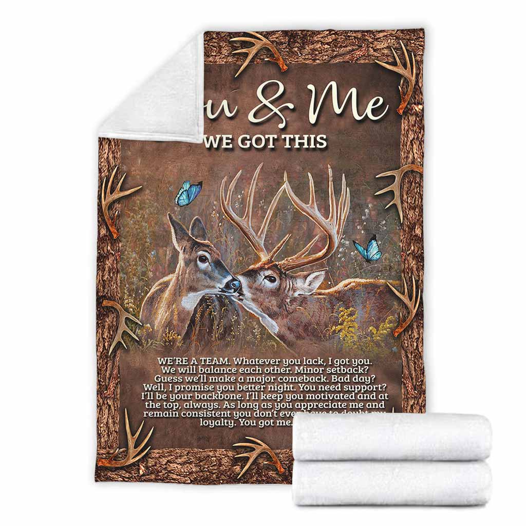 Hunting Deer You And Me Flannel Blanket For Cozy Bedroom Sofa Decor