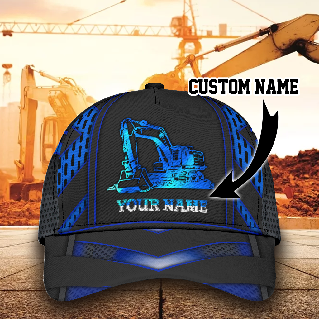 Personalized Blue Excavator All Over Print Classic Cap For Outdoor Travel Parties And Thoughtful Holiday Gifting