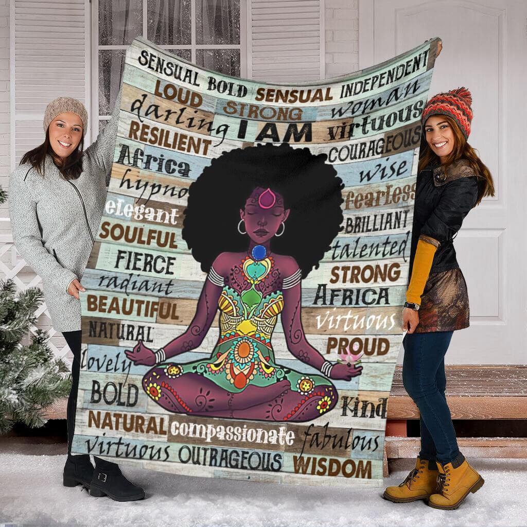 Black Woman I Am Beautiful African American Flannel Blanket For Cozy Bedroom Sofa Decor
