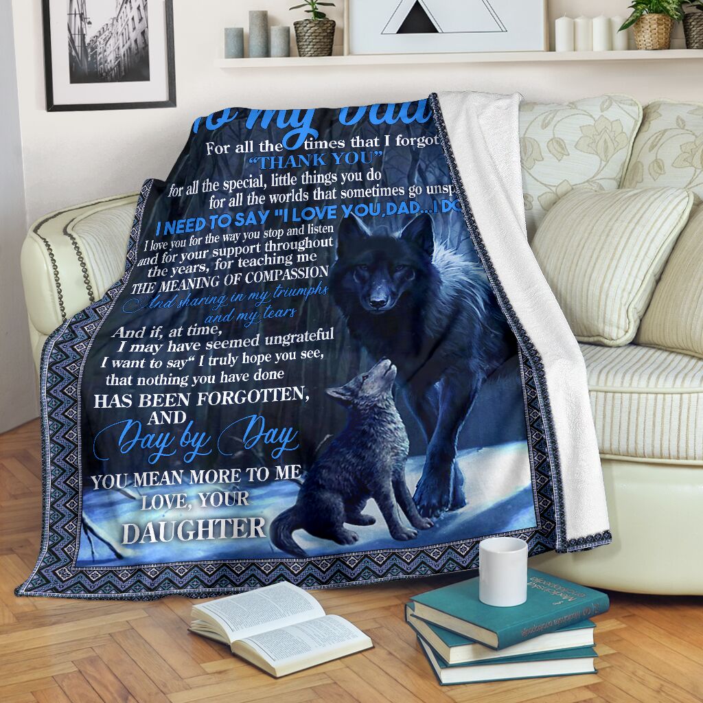 Wolf To My Dad Fathers Day I Love You Flannel Blanket For Cozy Bedroom Sofa Decor