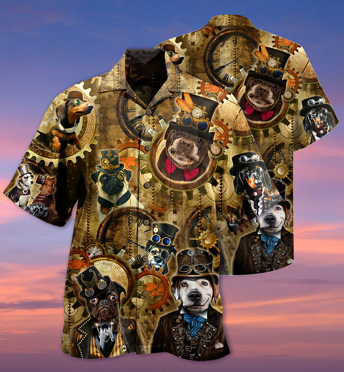 Vintage Dogs Machine Hawaiian Shirt Design Detail For Sunny Adventures And Casual Wear