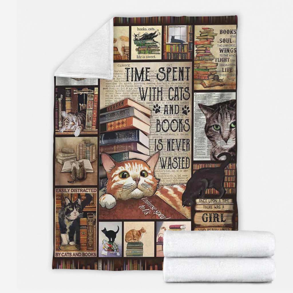 Book Time Spent With Books Flannel Blanket For Cozy Bedroom Sofa Decor