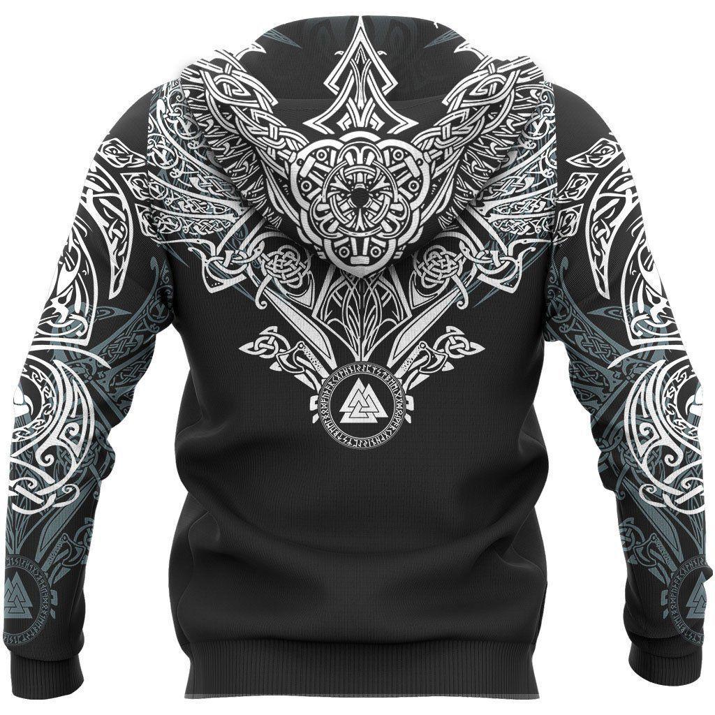 White Viking Huginn Special Hoodie For Norse Heritage Style Outdoor Events And Comfortable Layering