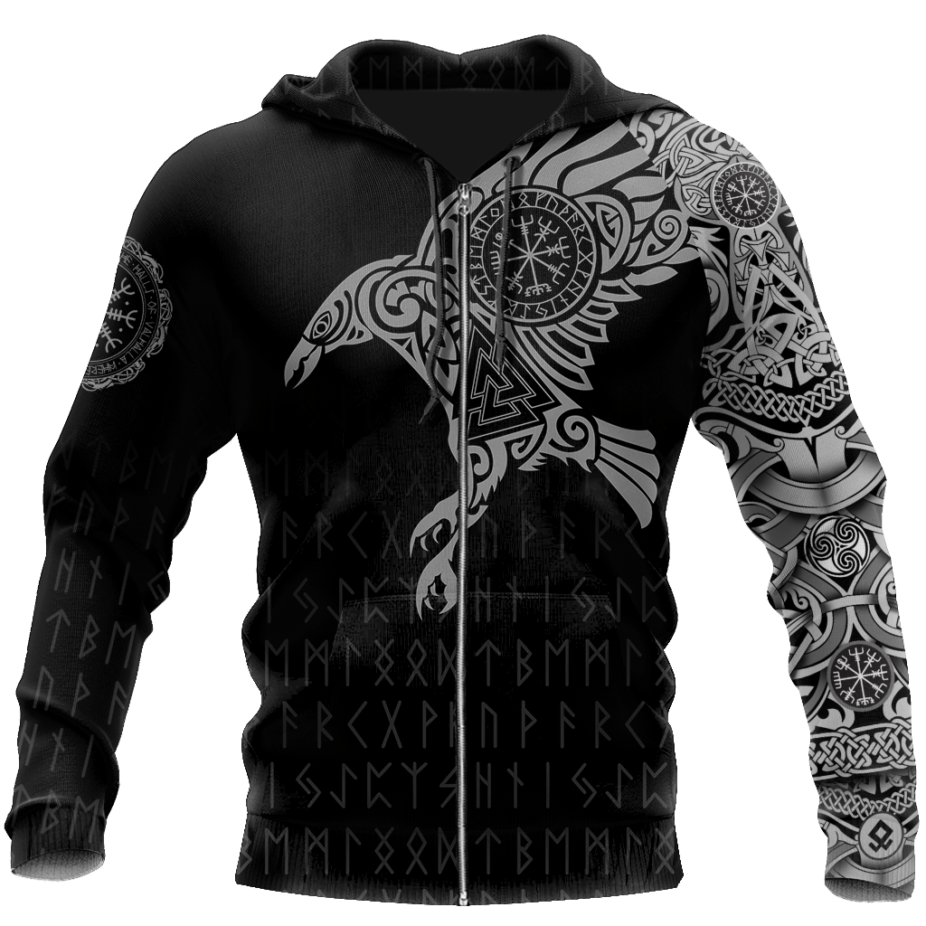 Viking Raven Odin Tattoo Hoodie For Norse Inspired Streetwear Outdoor Travel And Bold Everyday Style