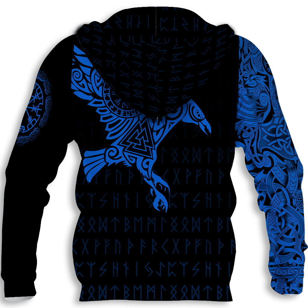 Blue Viking Eagle Ocean Hoodie For Viking Enthusiasts Travel Days And Distinctive Streetwear