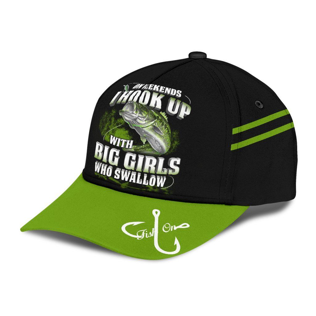 Green Bass Fishing Hook 3D Design Classic Cap For Travel Adventures Weekend Wear And Casual Style