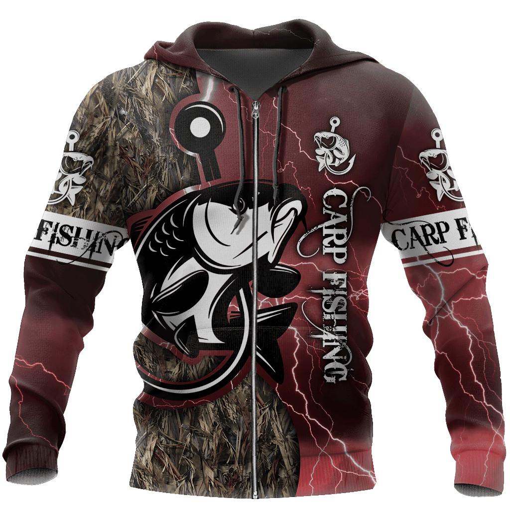 Red Best Carp Fishing Hoodie For Lakeside Adventures Casual Streetwear And Seasonal Travel