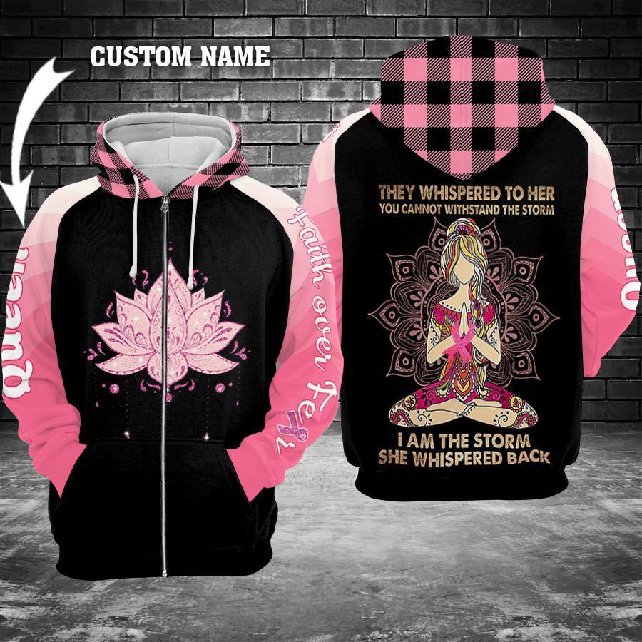 Faith Fear Breast Cancer Awareness Hoodie For Meaningful Gatherings Casual Style And Thoughtful Gifts