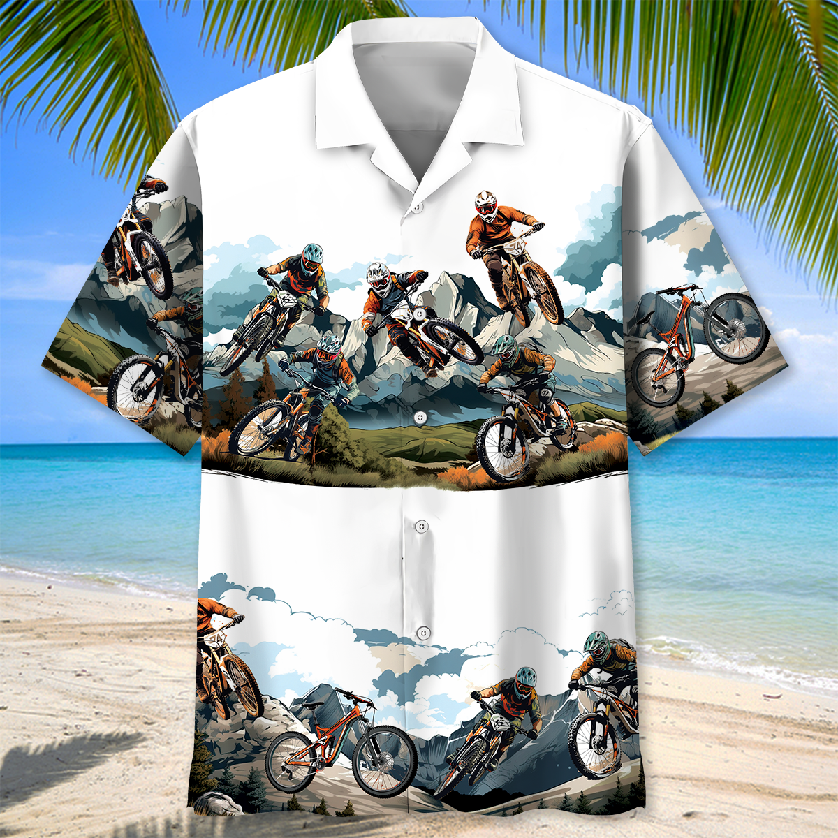 Bicycle Colorado Mountain Adventure Hawaiian Shirt Design Detail For Sunny Adventures And Casual Wear