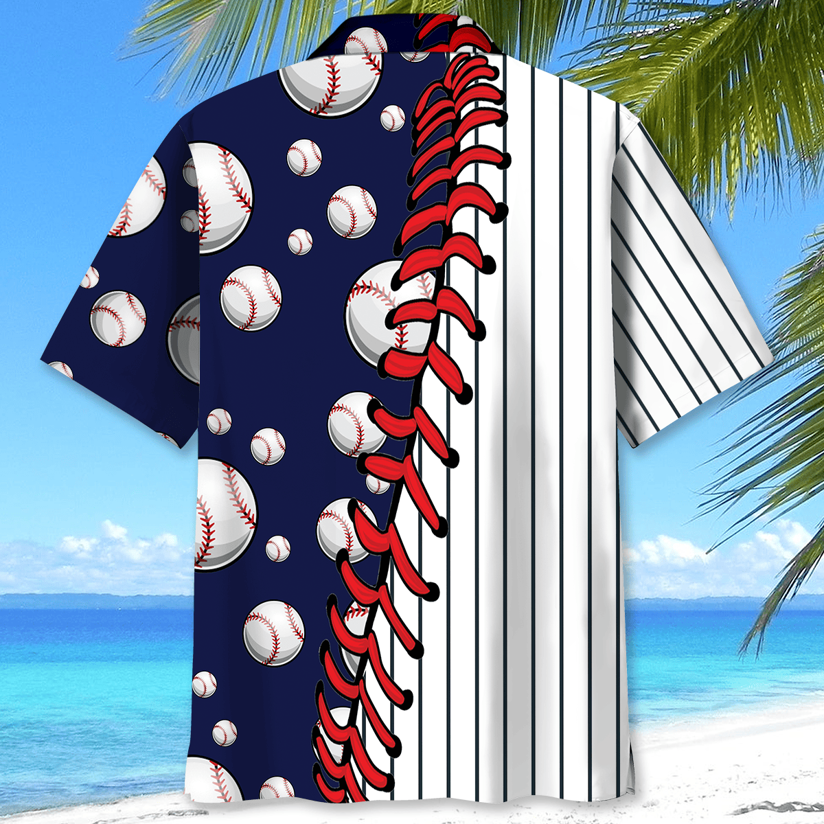 Baseball Stripes Sport Hawaiian Shirt Artwork Detail For Tropical Trips And Casual Outings