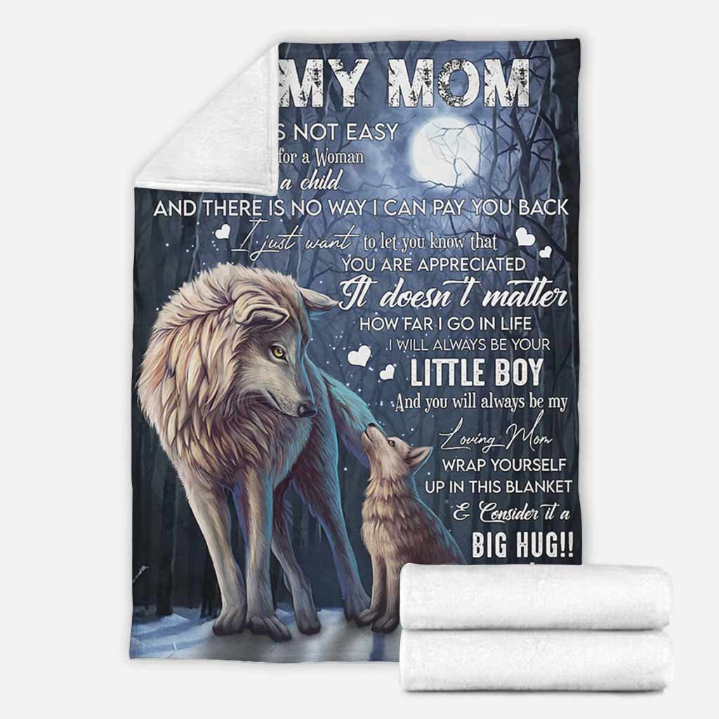 Wolf To My Mom With Moon Flannel Blanket For Cozy Bedroom Sofa Decor