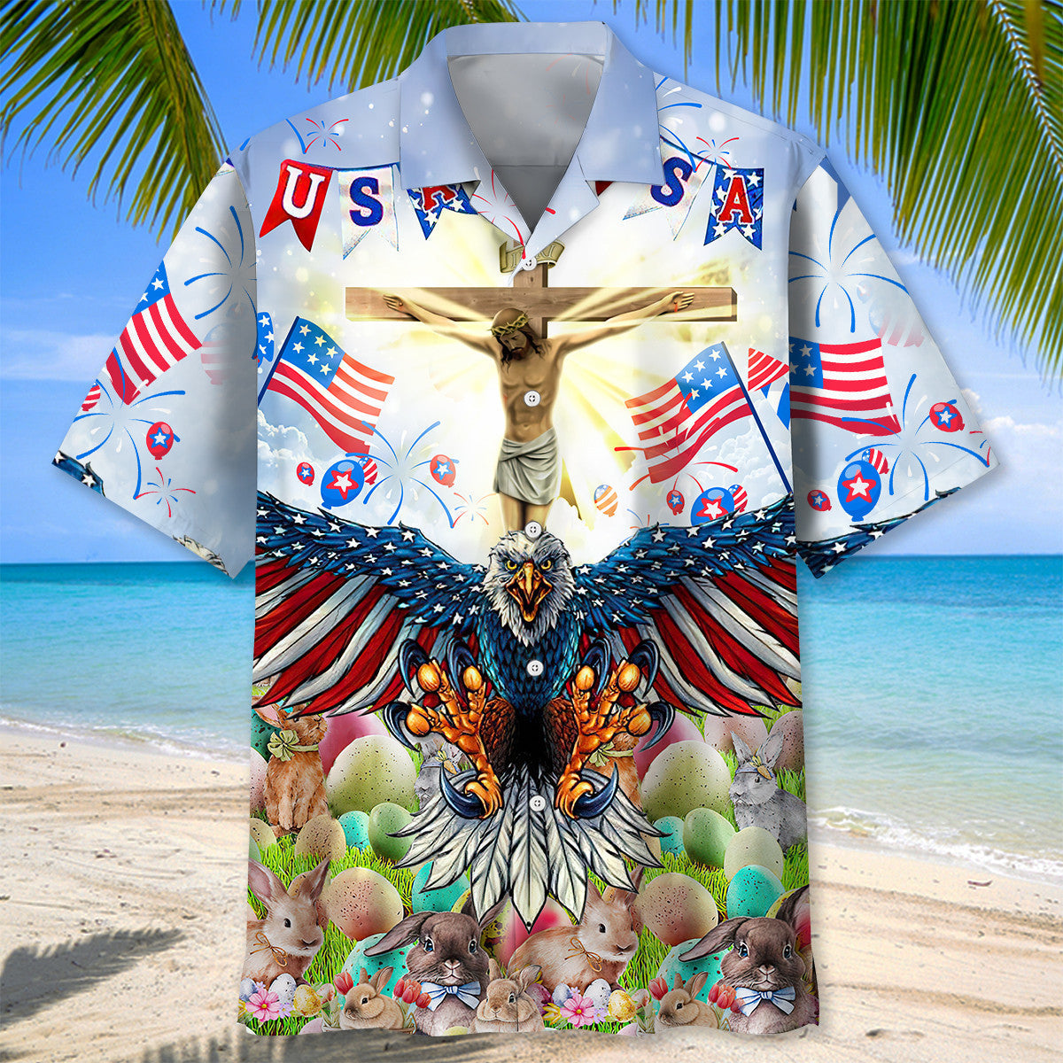 American Easter Day Spring Celebration Hawaiian Shirt For Summer Events And Casual Outdoor Wear