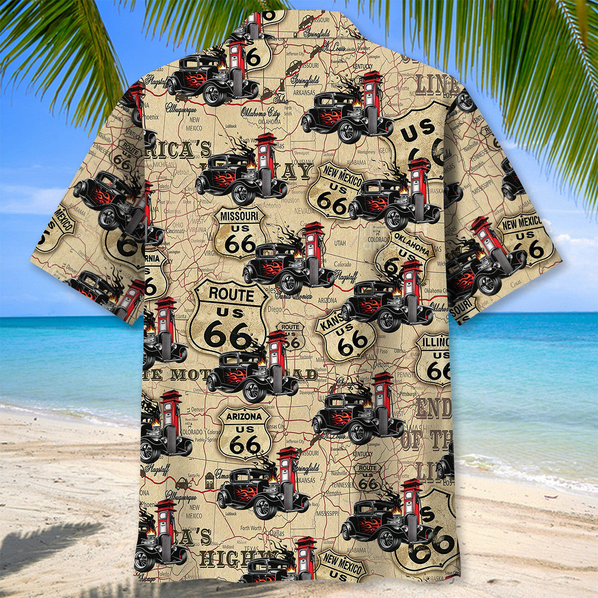Historic Retro Hot Rod Racing Highway Travel Hawaiian Shirt For Resort Getaways And Comfortable Summer Activities