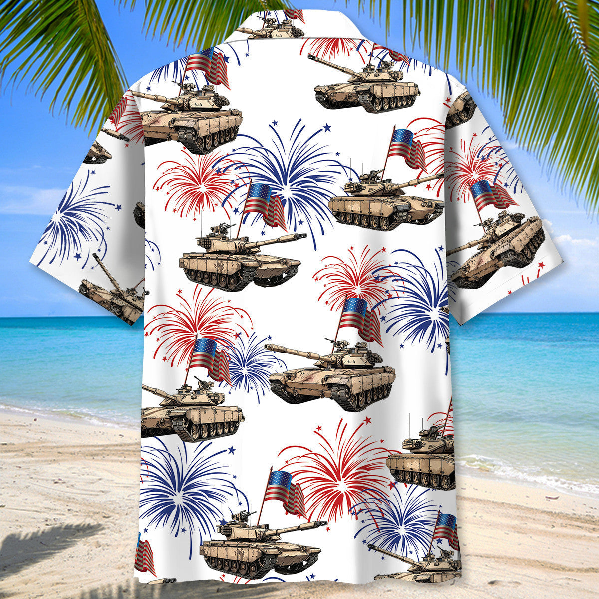 Tropical USA Tank Veteran Tribute Hawaiian Shirt For Summer Events And Casual Outdoor Wear
