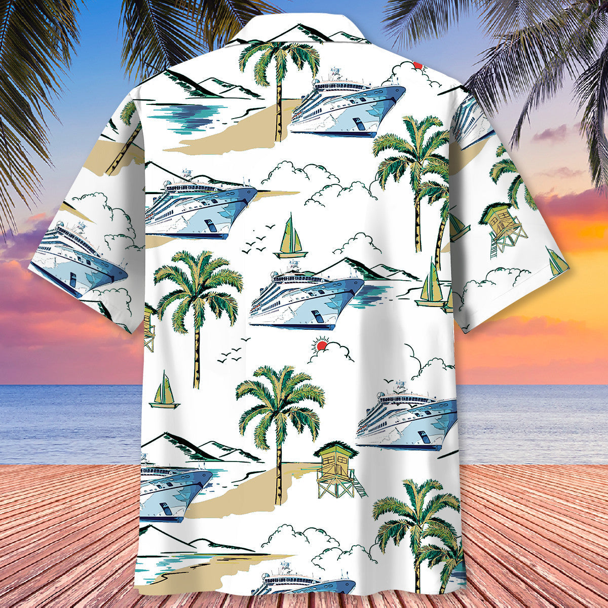 Tropical Palm Family Cruise Hawaiian Shirt Pattern Detail For Summer Holidays And Outdoor Fun