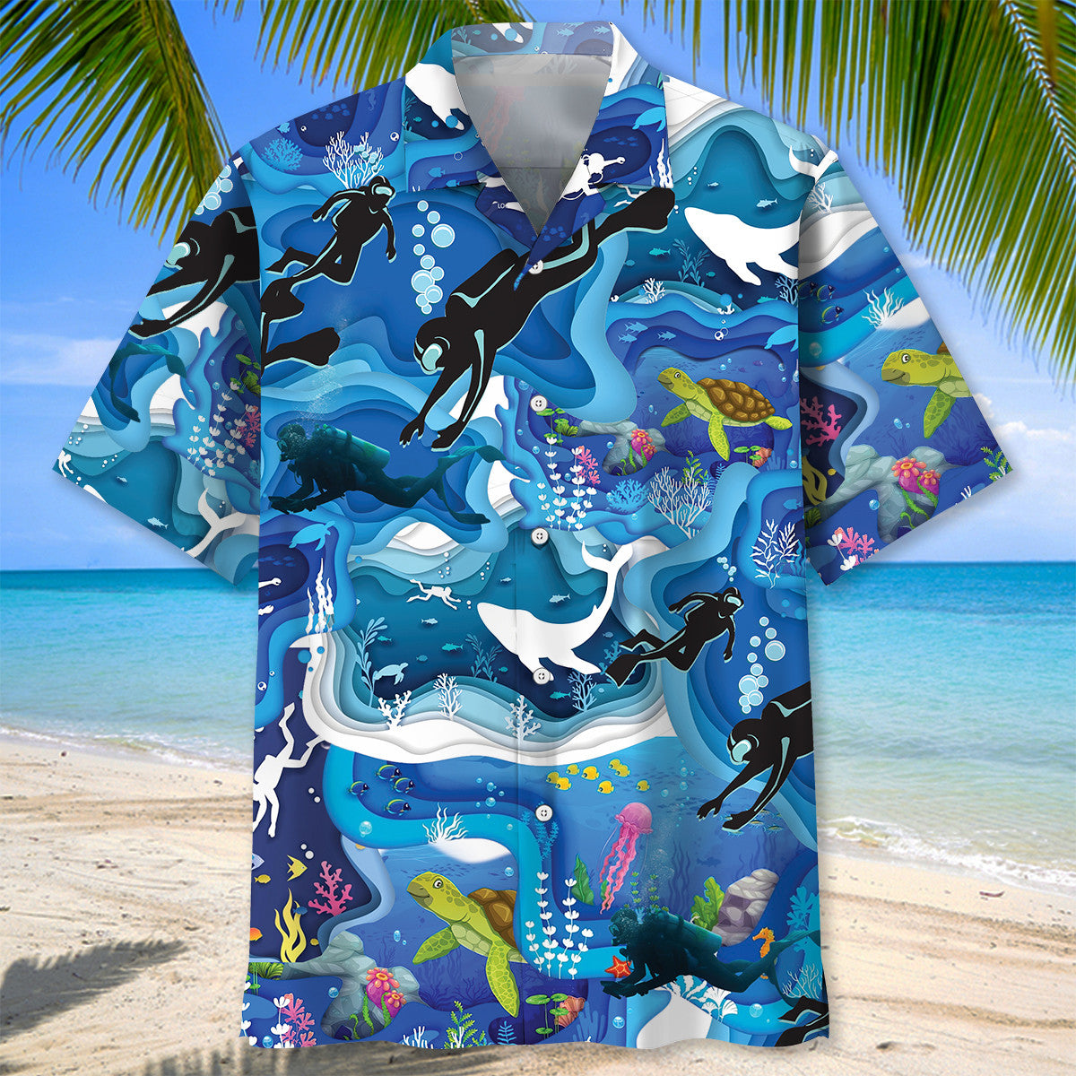 Whale Scuba Diving Ocean Adventure Hawaiian Shirt For Summer Events And Casual Outdoor Wear