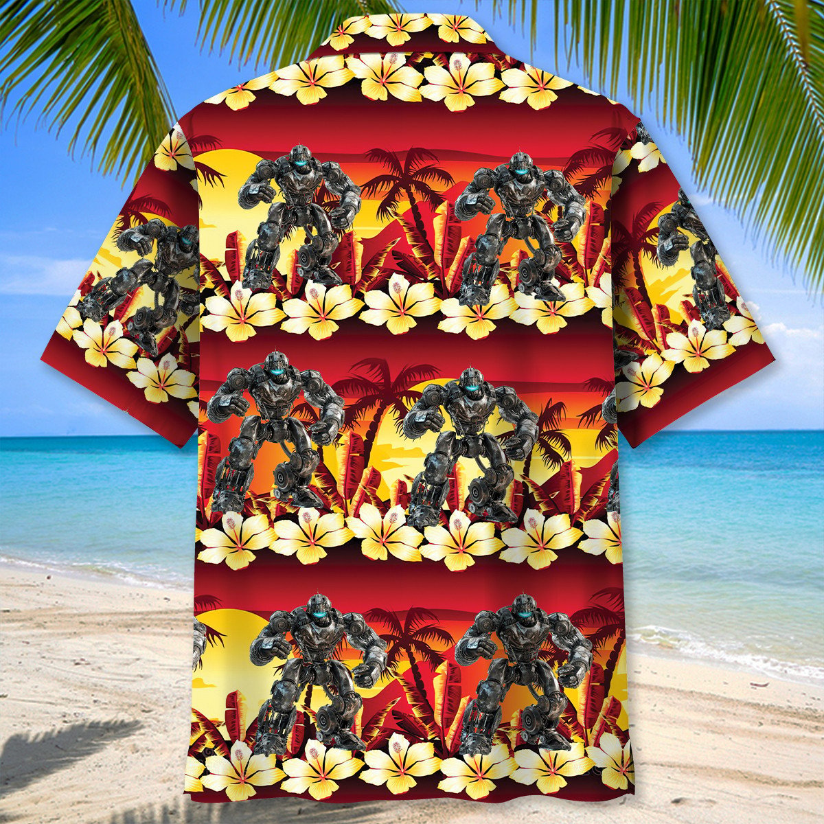 Tropical Robotic Futuristic Hawaiian Shirt For Poolside Relaxation And Sunny Getaways