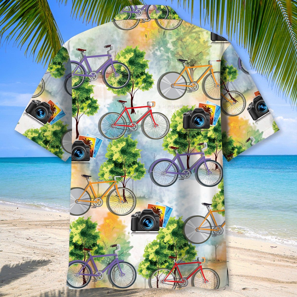 Cycling Mountain Photography Adventure Hawaiian Shirt Pattern Detail For Summer Holidays And Outdoor Fun