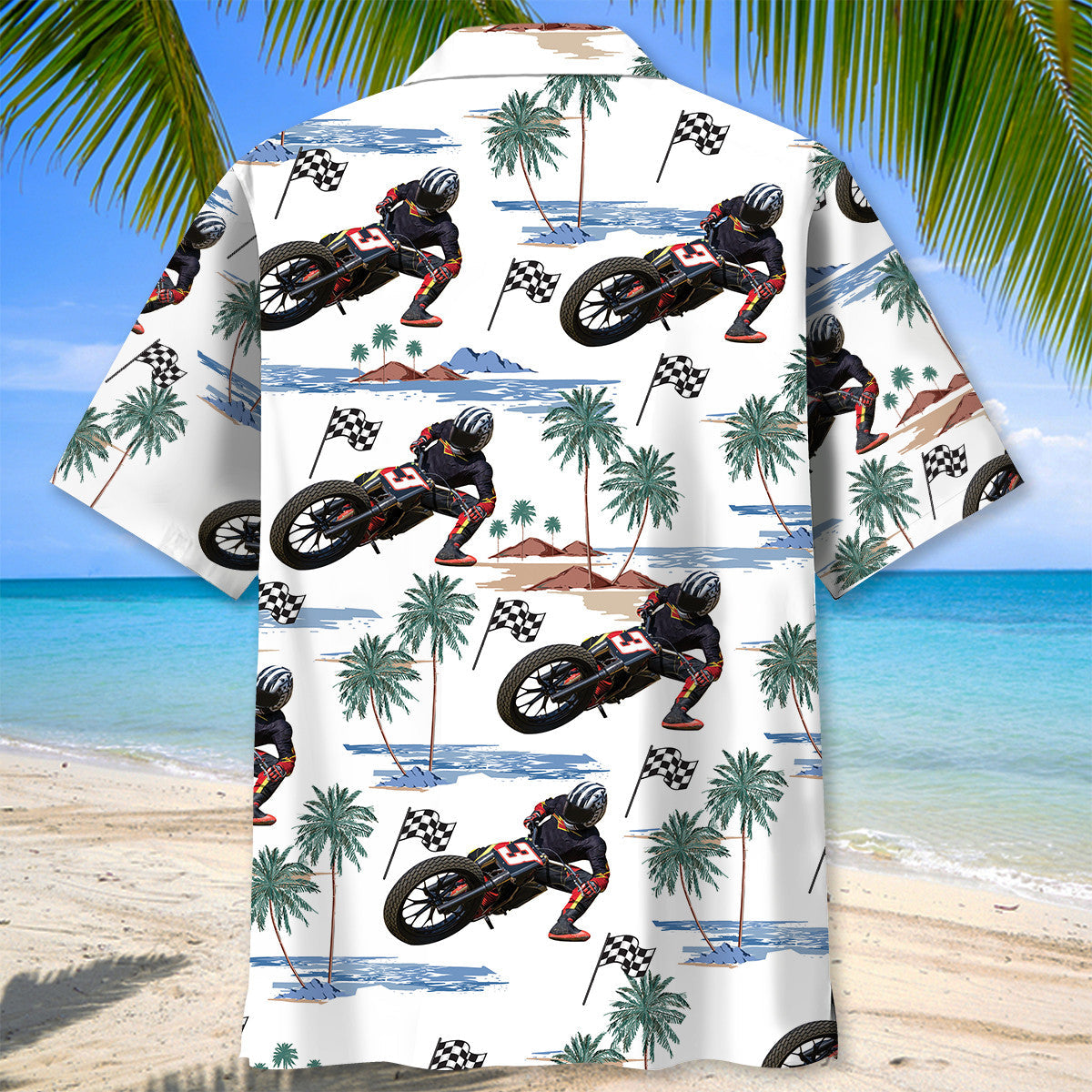 Tropical Bicycle Flat Track Racing Hawaiian Shirt Design View For Resort Travel And Thoughtful Gifting
