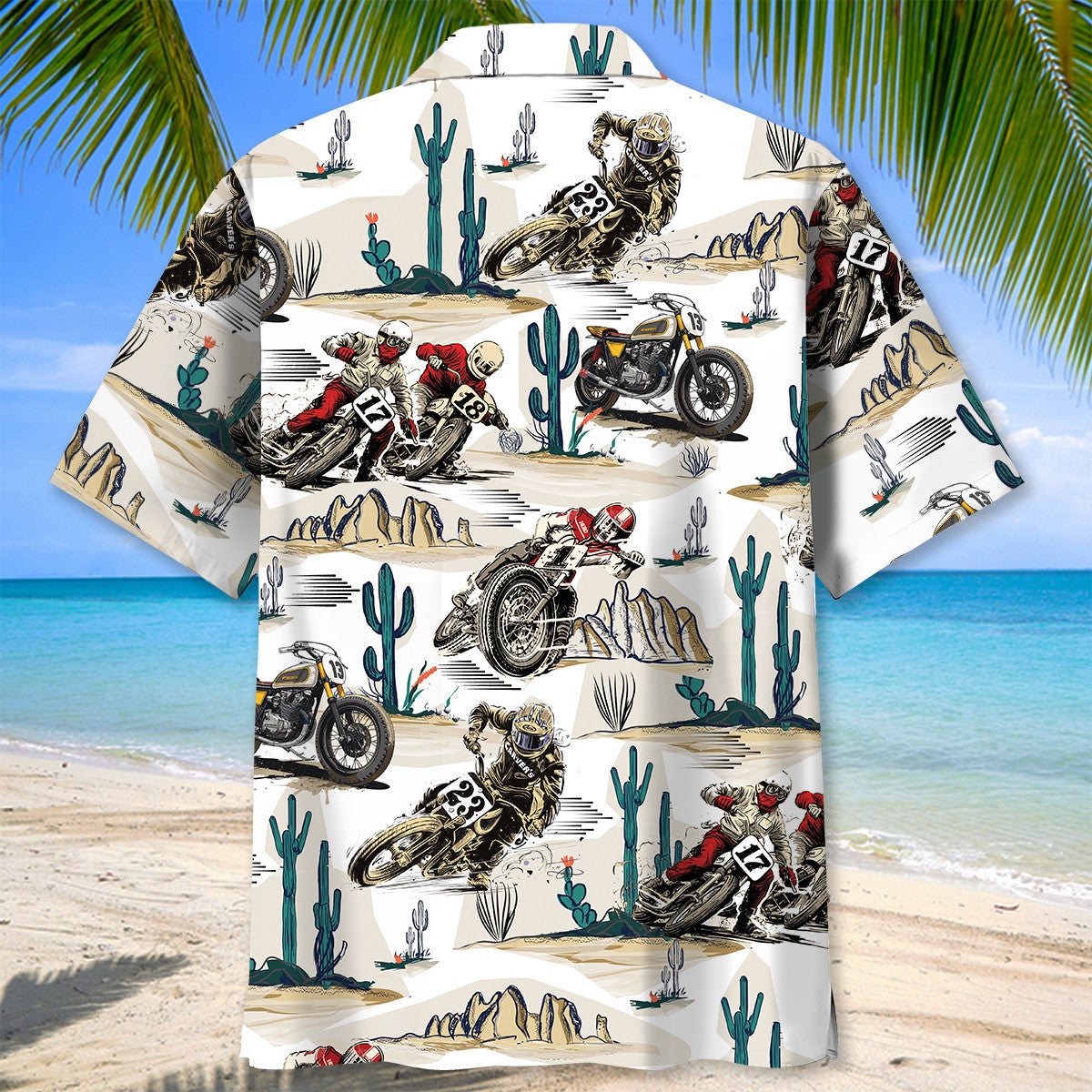 Bicycle Desert Flat Track Racing Hawaiian Shirt Artwork Detail For Tropical Trips And Casual Outings
