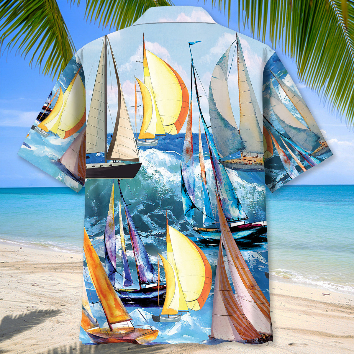 Vintage Tropical Sailboat Hawaiian Shirt For Beach Parties And Weekend Getaways