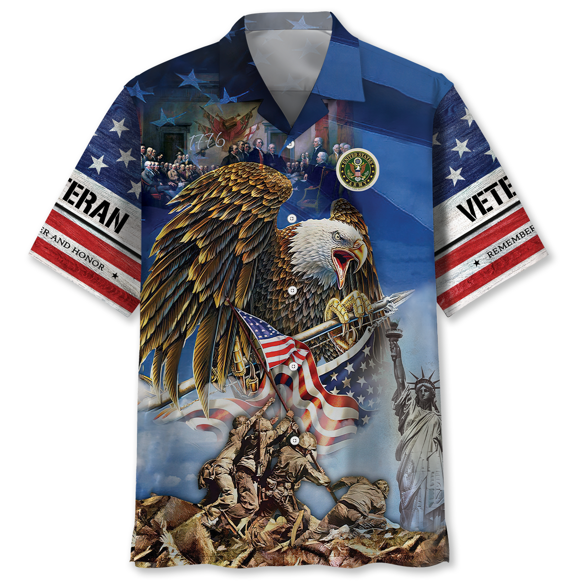American Pride Us Veterans Tribute Hawaiian Shirt For Summer Events And Casual Outdoor Wear