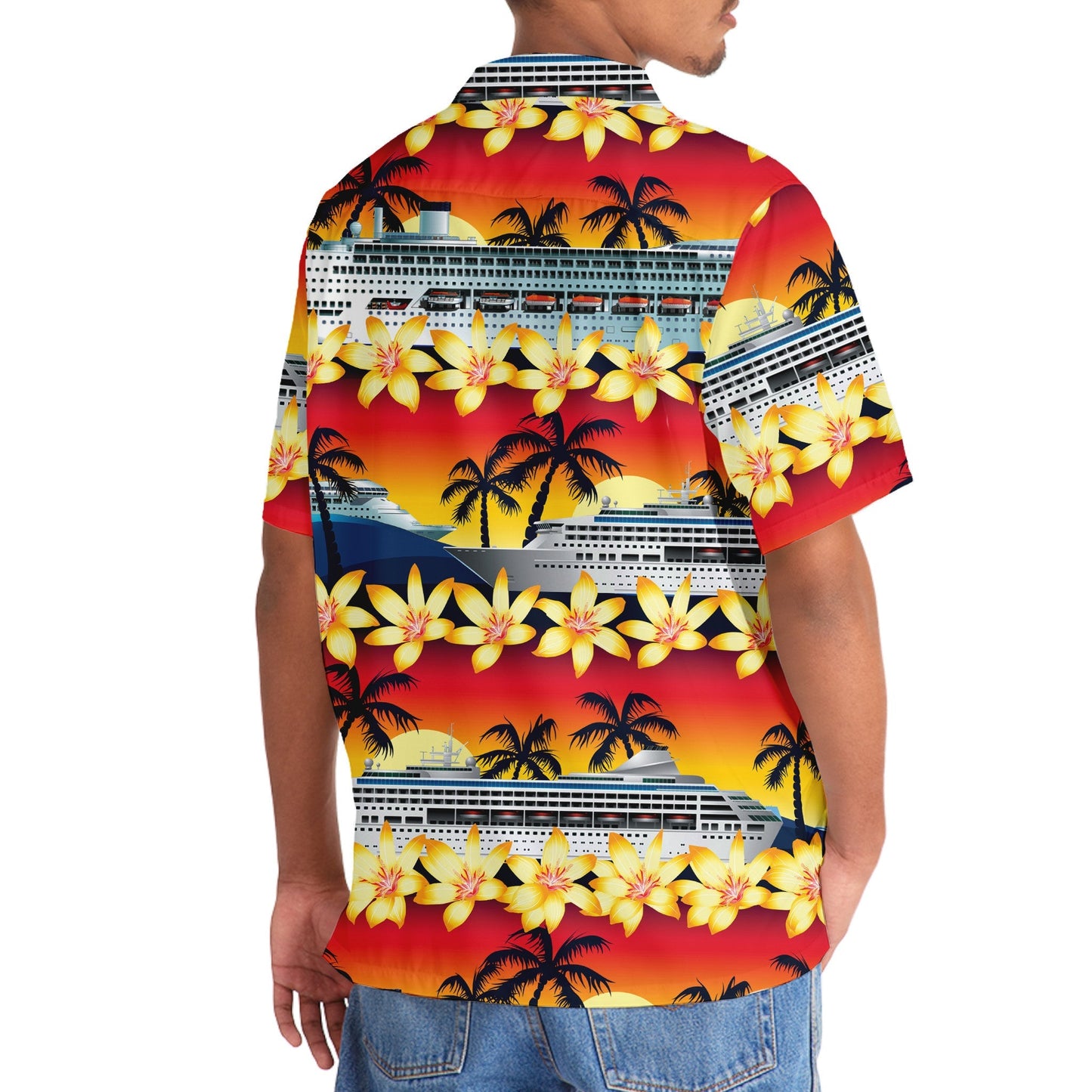 Tropical Cruise Sunset Hawaiian Shirt Design Detail For Beach Days And Holiday Travel
