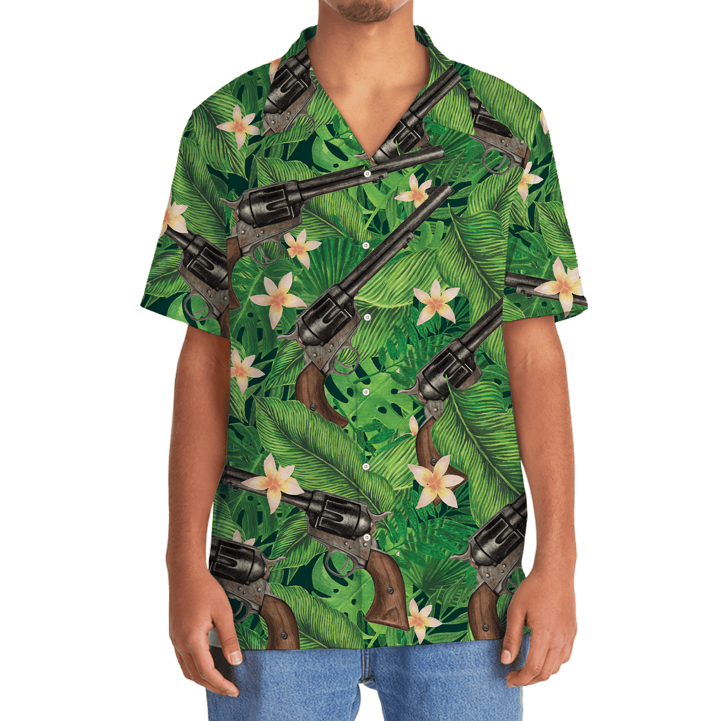 Green Tropical Vintage Western Retro Hawaiian Shirt Artwork View For Coastal Escapes And Resort Style
