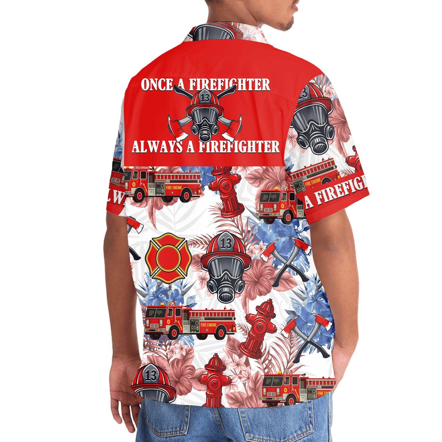 Firefighter Tribute Hawaiian Shirt For Poolside Relaxation And Sunny Getaways