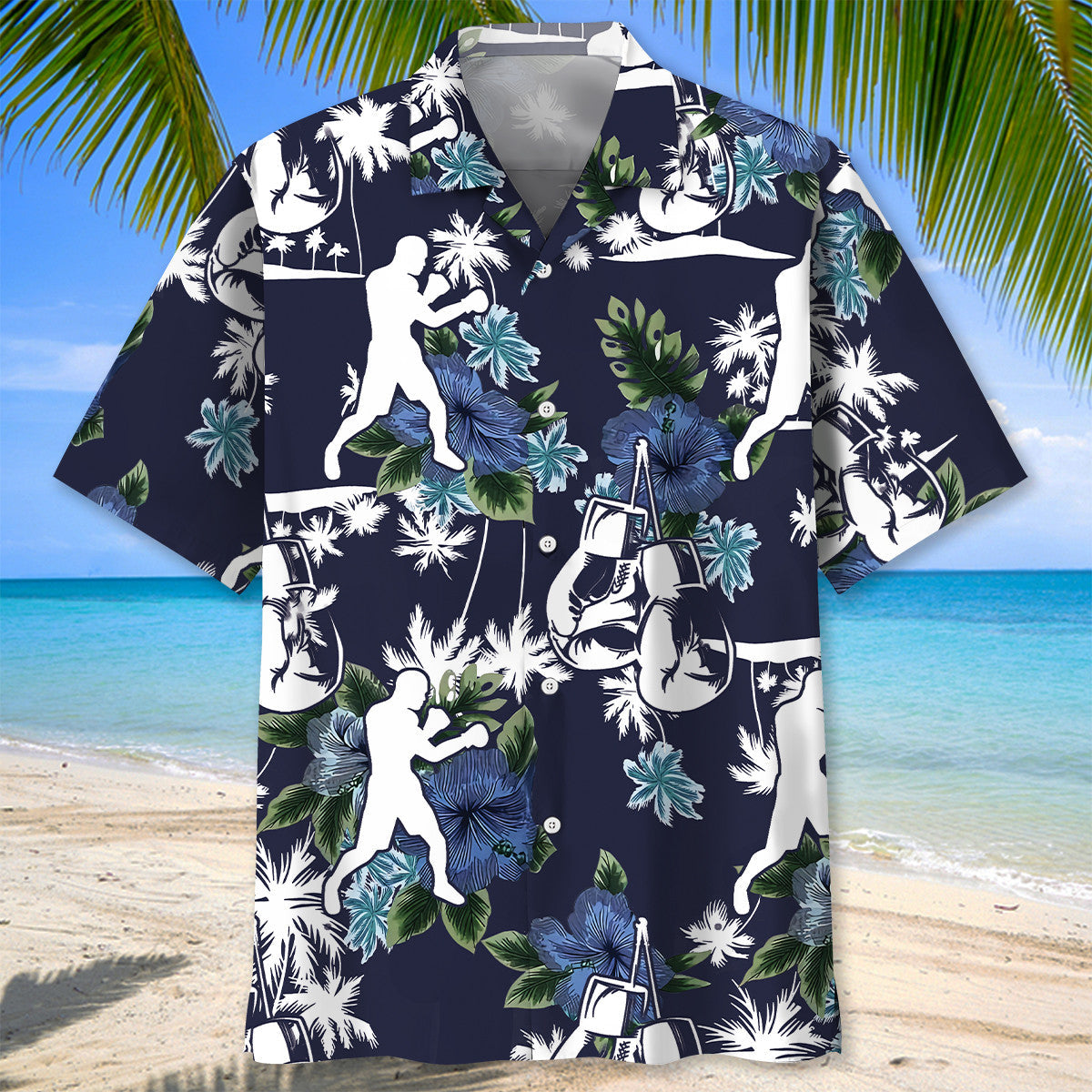 Blue Boxing Nature Adventure Hawaiian Shirt For Resort Getaways And Comfortable Summer Activities