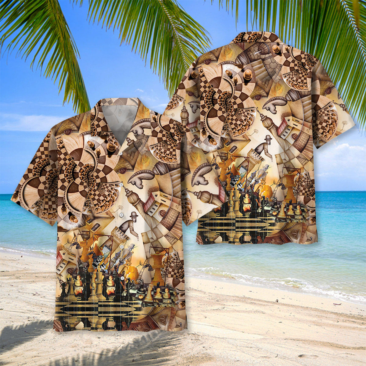 Vintage Retro Chess Hawaiian Shirt Artwork View For Coastal Escapes And Resort Style