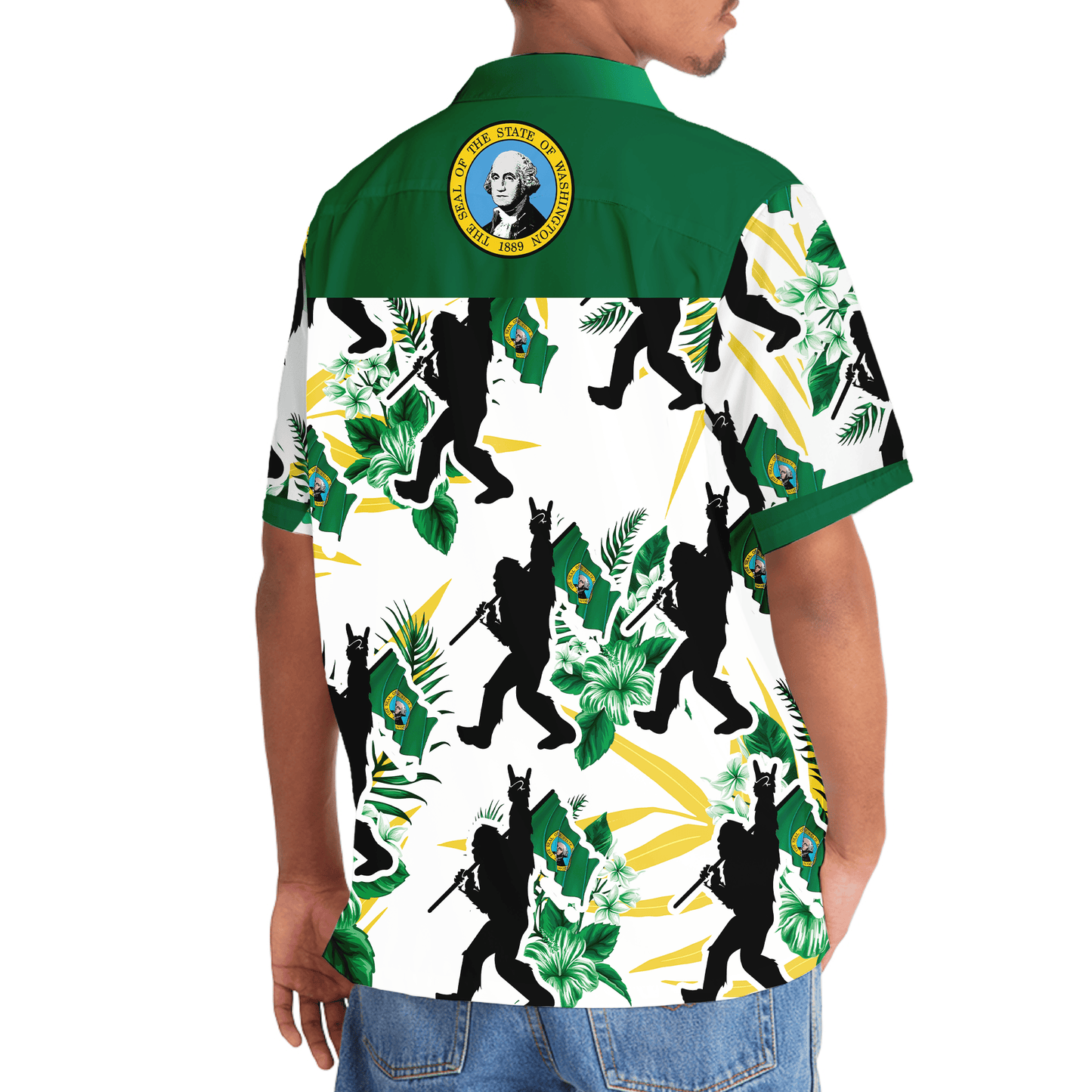 Washington Forest Creature Wilderness Hawaiian Shirt Pattern Detail For Vacation Travel And Daily Wear