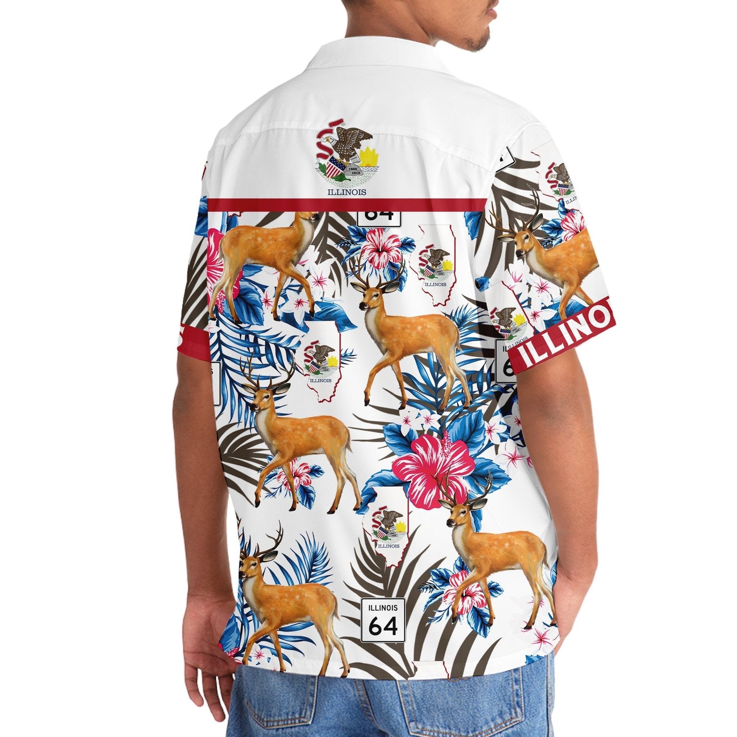 Illinois Proud Midwest Hawaiian Shirt Pattern Detail For Summer Holidays And Outdoor Fun