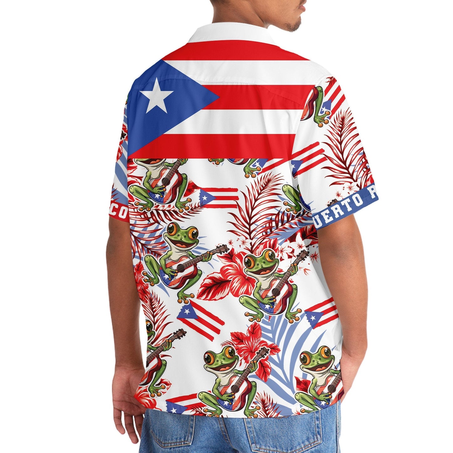 Tropical Puerto Rico Proud Hawaiian Shirt Artwork Detail For Resort Trips And Outdoor Activities