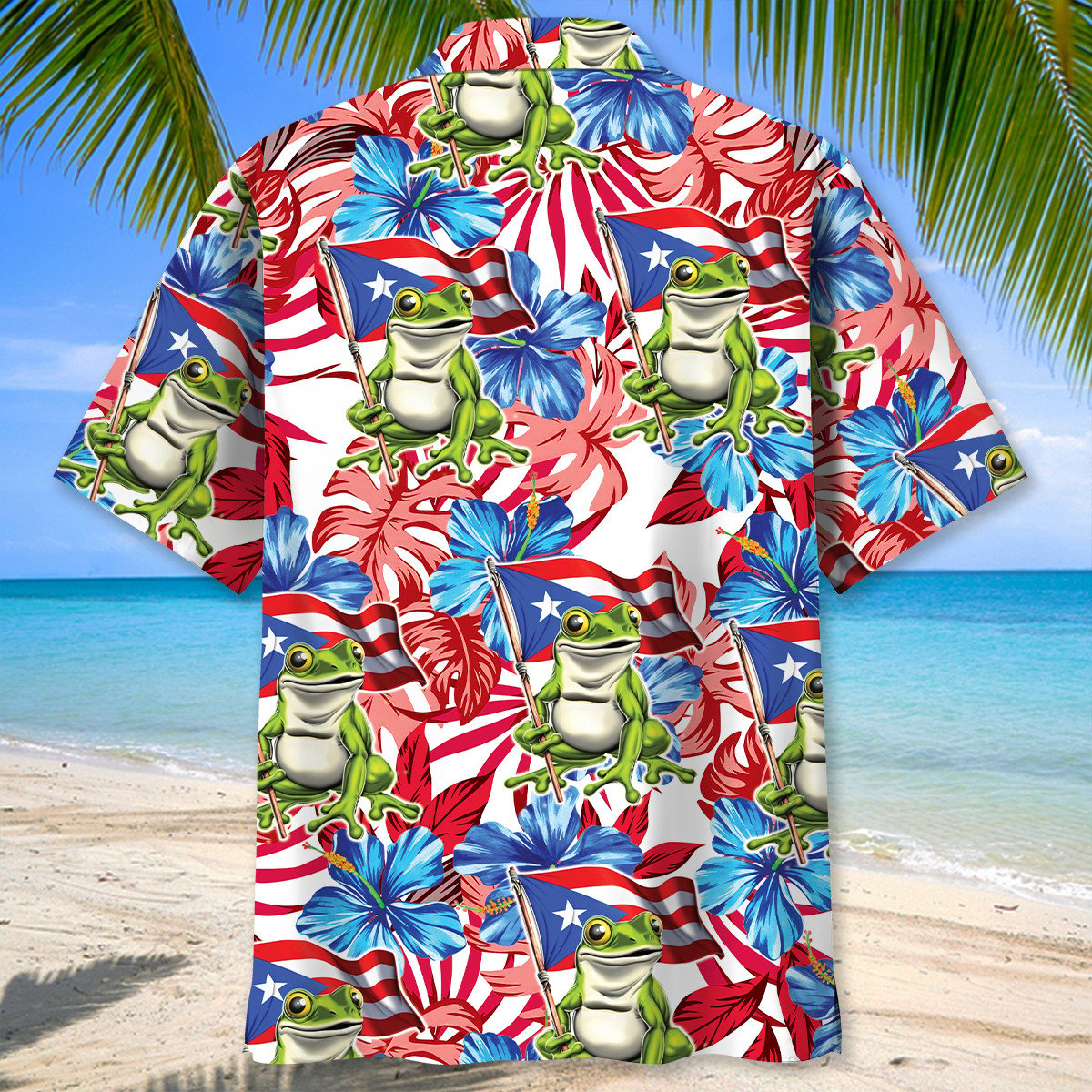 Tropical Puerto Rico Coastal Hawaiian Shirt For Summer Vacation And Beach Travel