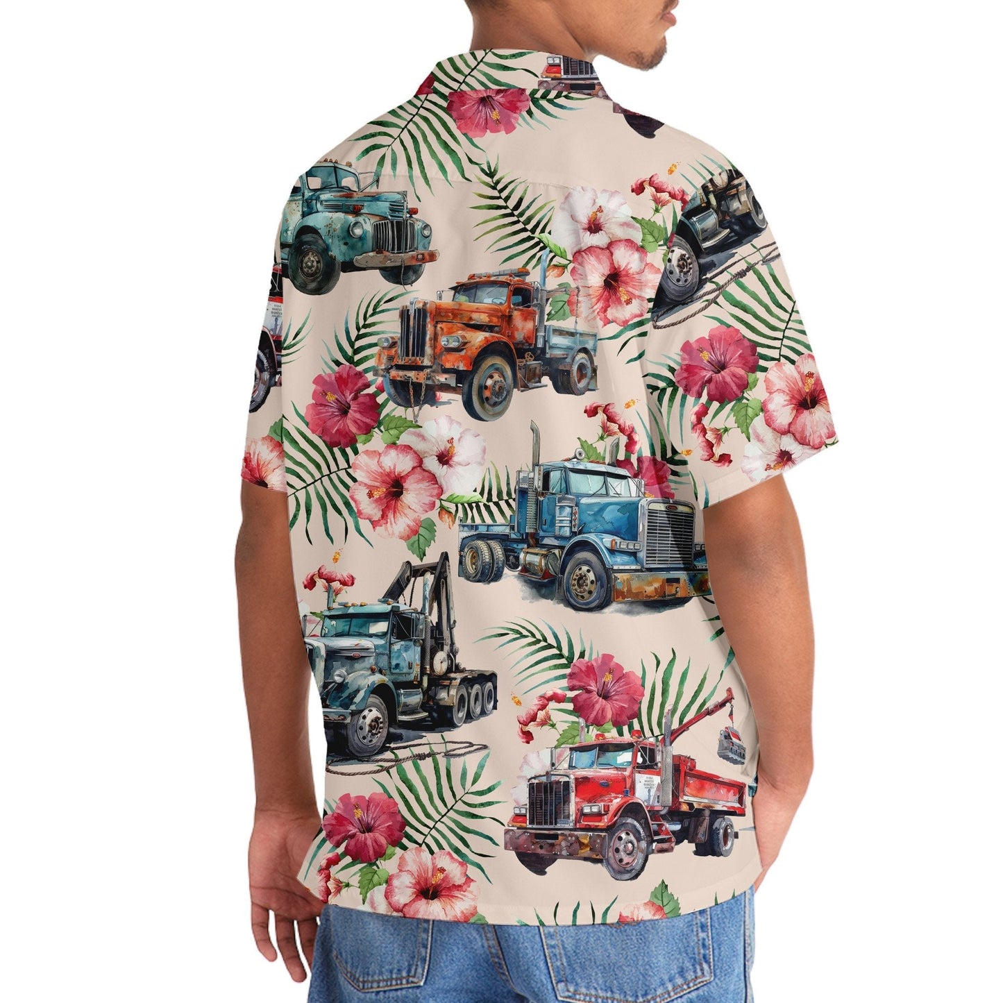 Vintage Retro Truck Tow Operator Car Hawaiian Shirt For Vacation Days And Relaxed Coastal Outings