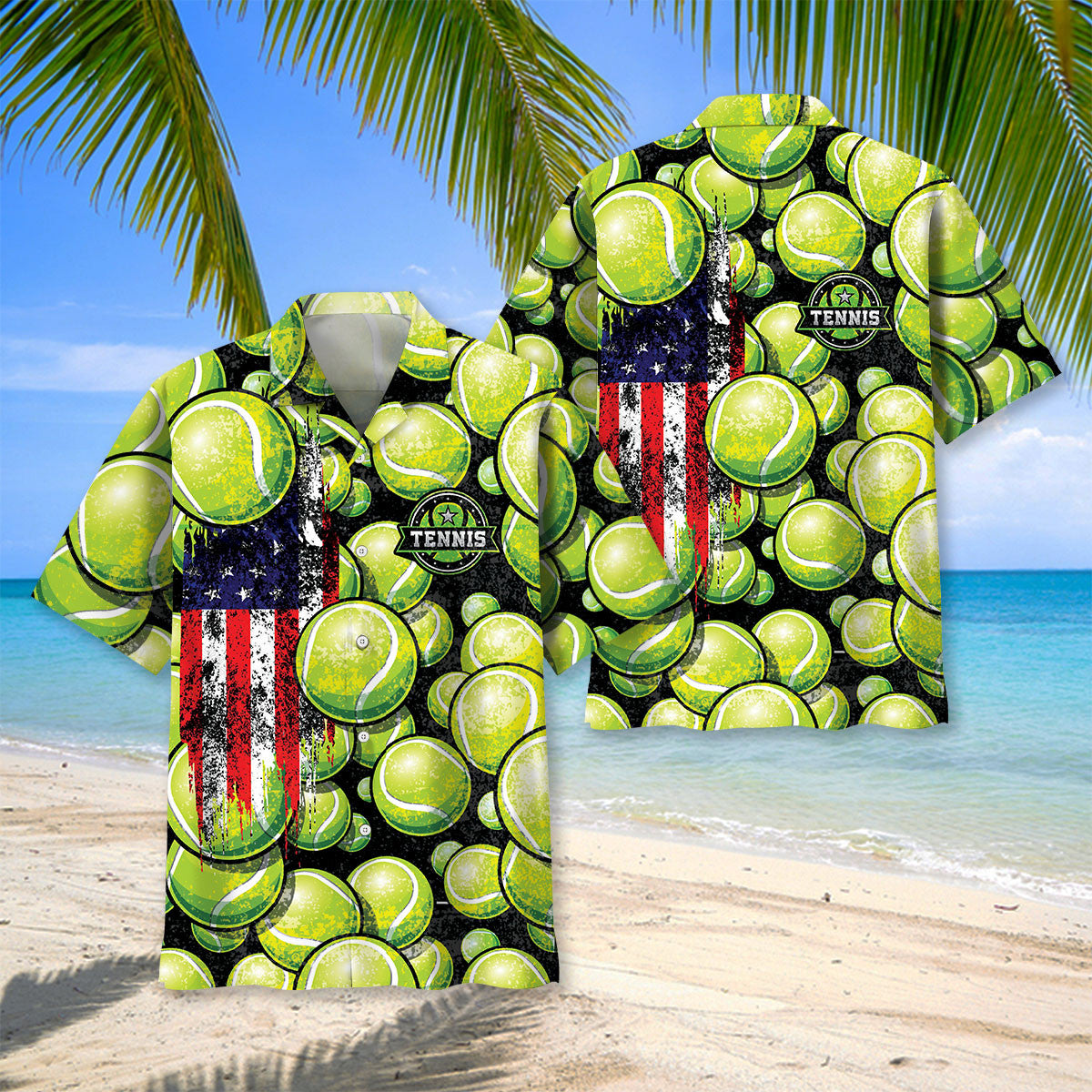 Tennis Us Hawaiian Shirt Pattern Detail For Vacation Travel And Daily Wear