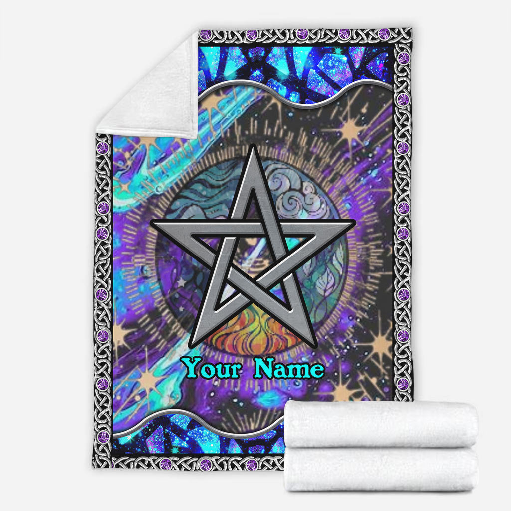 Witch Mystical Pentagram Star Personalized Flannel Blanket For Cozy Bedroom Sofa Decor