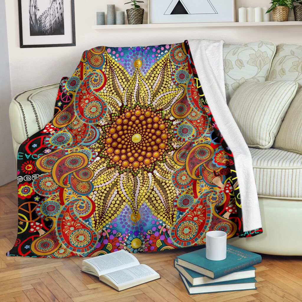 Hippie Soul Floral Beautiful Flannel Blanket For Cozy Bedroom Sofa Decor