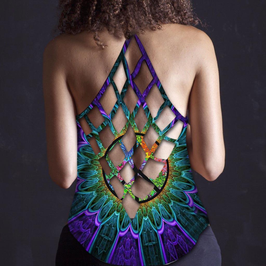 Hippie Awakening Peaceful Mind Hollow Tank Top For Yoga Workouts And Festival Wear