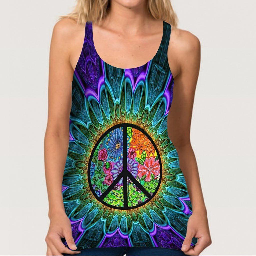 Hippie Peaceful Hollow Tank Top For Yoga Workouts And Festival Wear