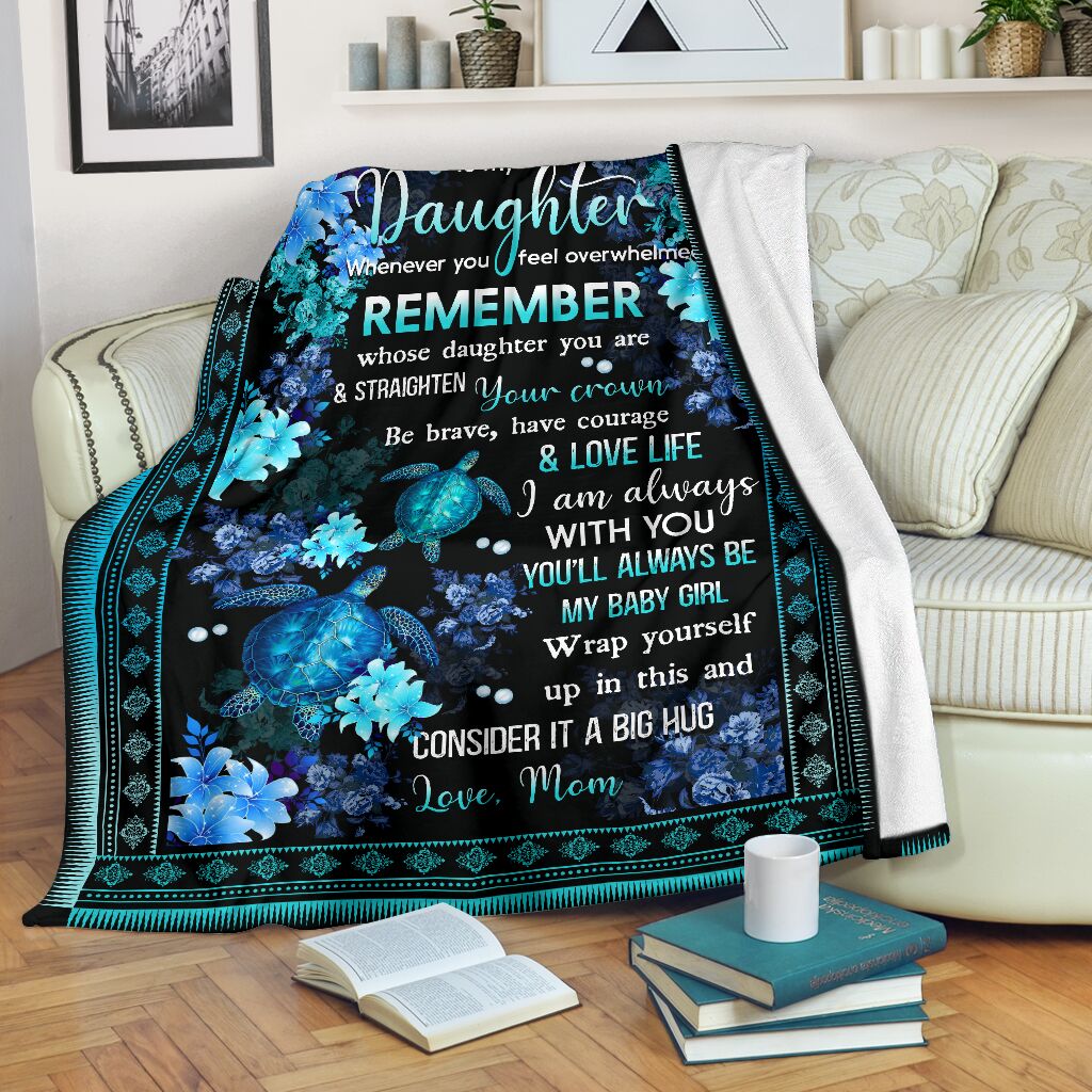 Turtle To My Daughter Turtle Sea Flannel Blanket For Cozy Bedroom Sofa Decor